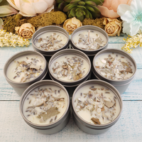 Stress Relief - 2oz Natural Coconut Soy Wax Handmade Scented Candle - Scented with Essential Oils - White Sage Lavender Dried Herbs - Howlite Mica
