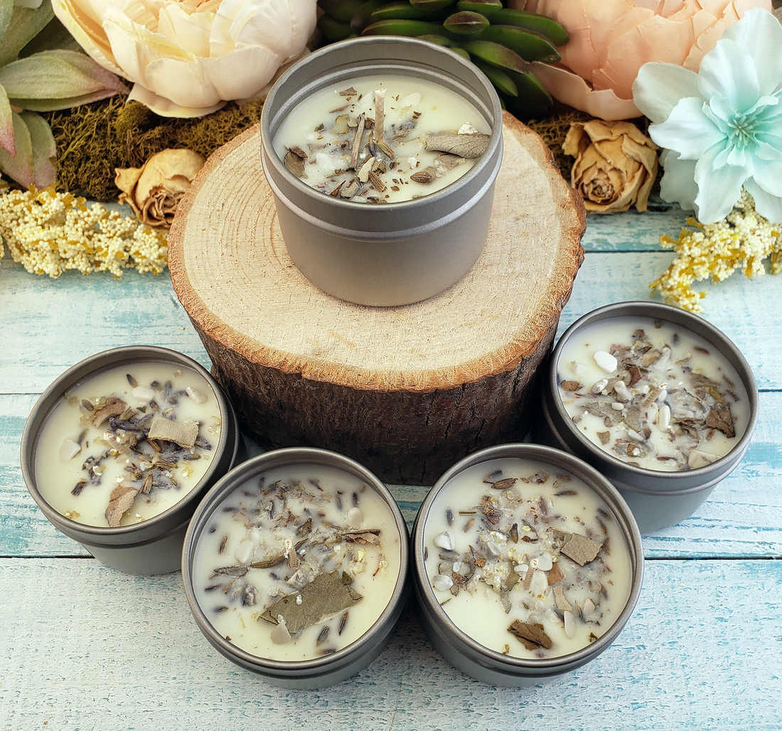 DIY essential oil candles!! Made with SOY, dried flowers and