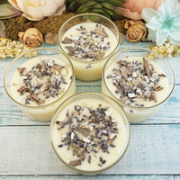 Stress Relief - Coconut Soy Wax Handmade Scented Tumbler Candle - Scented with Essential Oils - Dried Herbs White Sage Lavender - Crystal Chips Howlite Mica