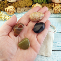 Stress Relief & Peace - Set of Four Tumbled Stones with Pouch - Natural Crystals Gift Set