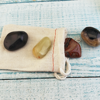 Stress Relief & Peace - Set of Four Tumbled Stones with Pouch - Natural Crystals for Meditation