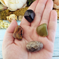 Stress Relief & Peace - Set of Four Tumbled Stones with Pouch - Natural Crystals for Your Collection