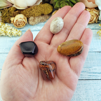 Stress Relief & Peace - Set of Four Tumbled Stones with Pouch - Natural Polished Gemstones
