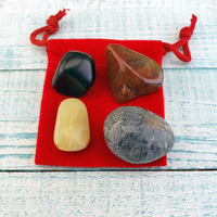 Stress Relief & Peace - Set of Four Tumbled Stones with Pouch - Natural Crystals for Meditation on Pouch