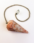 Sunstone Crystal Natural Gemstone Pendulum | Spiritual Tool - White Background