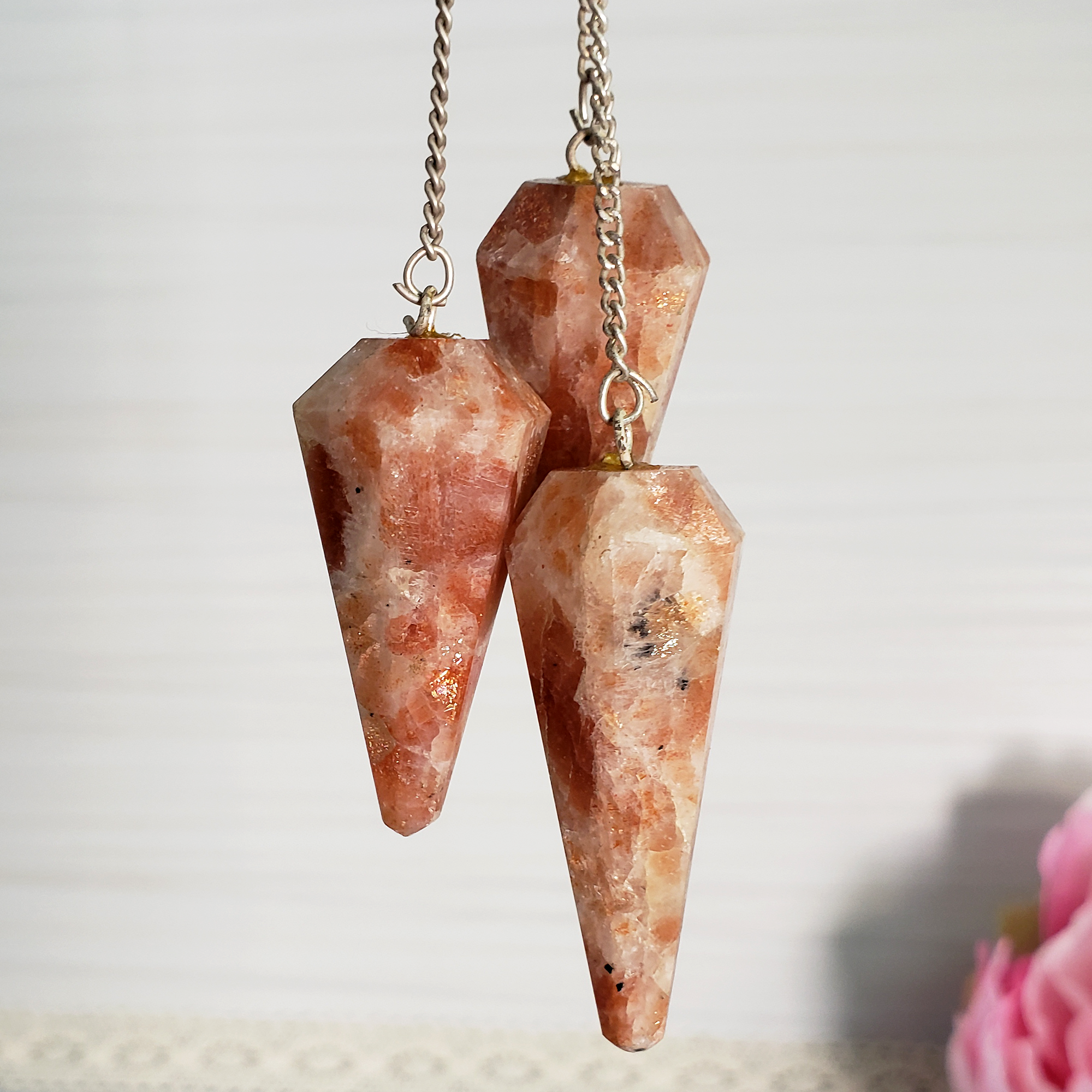 Sunstone Crystal Natural Gemstone Pendulum | Spiritual Tool - 9