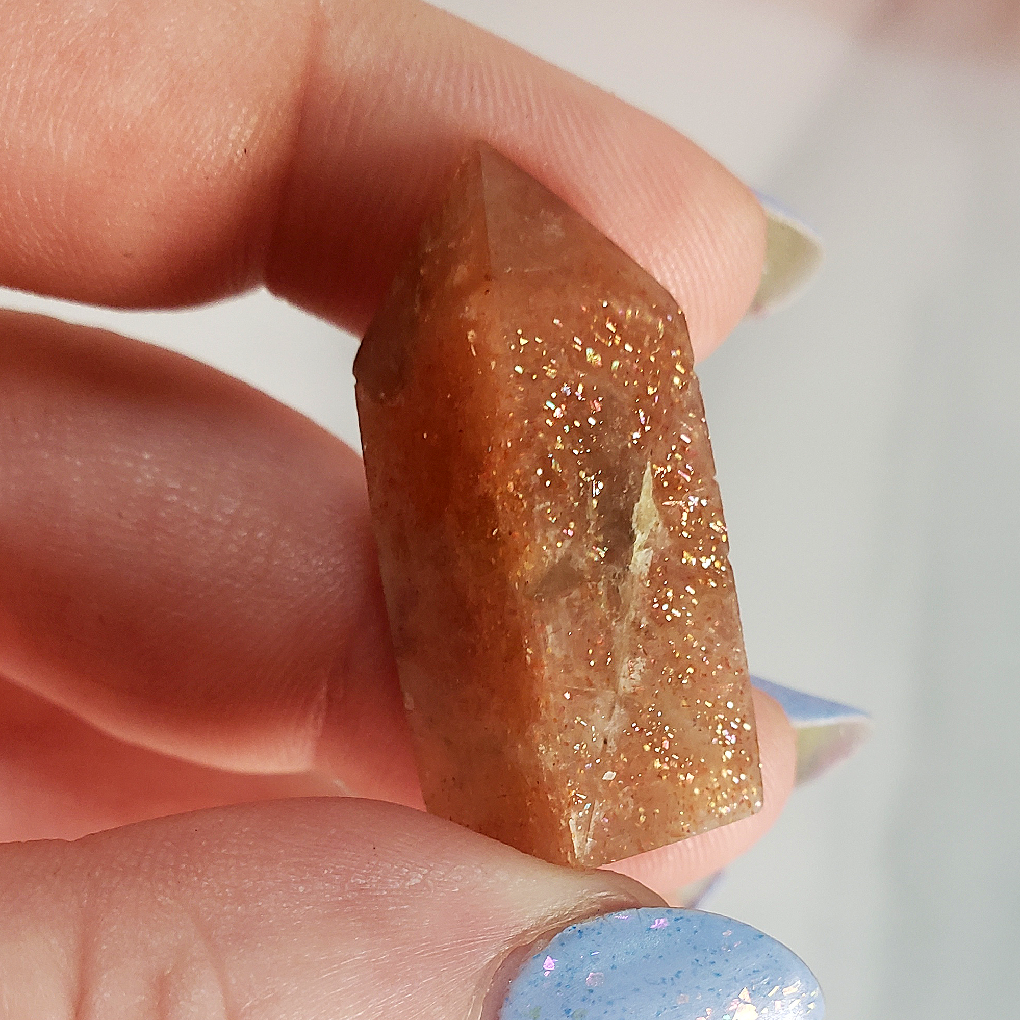 Unique MINI Confetti Sunstone Natural Crystal Tower Point - Surya - Small Spot of Texture