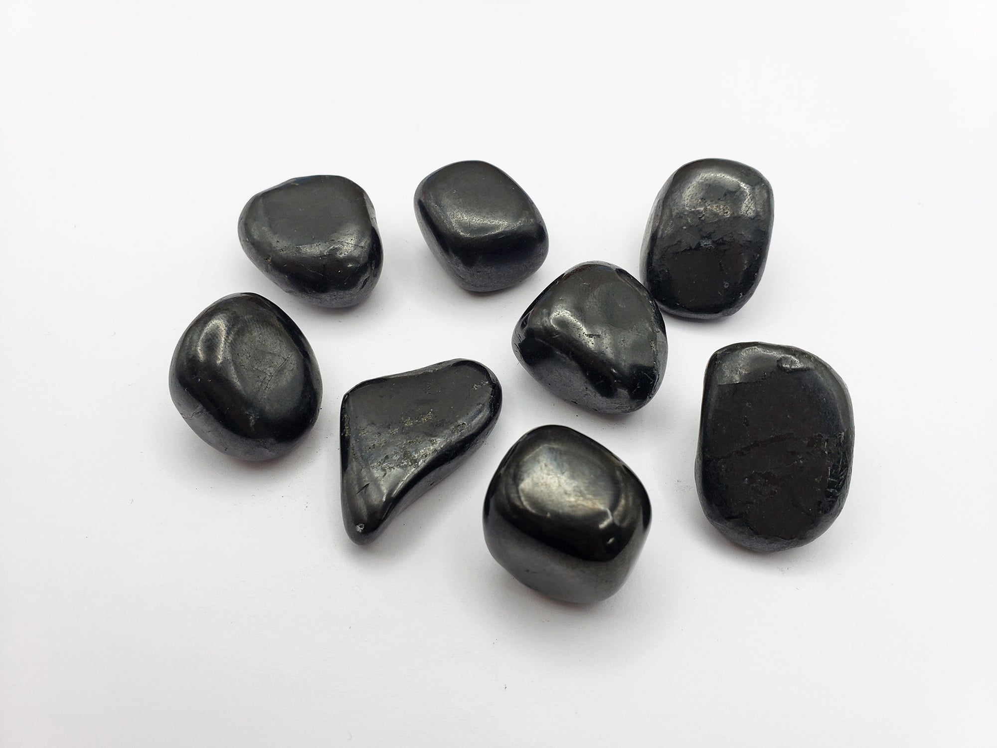 shungite stones on white background