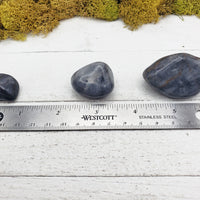 Silver Mist Grey Jasper stones by ruler