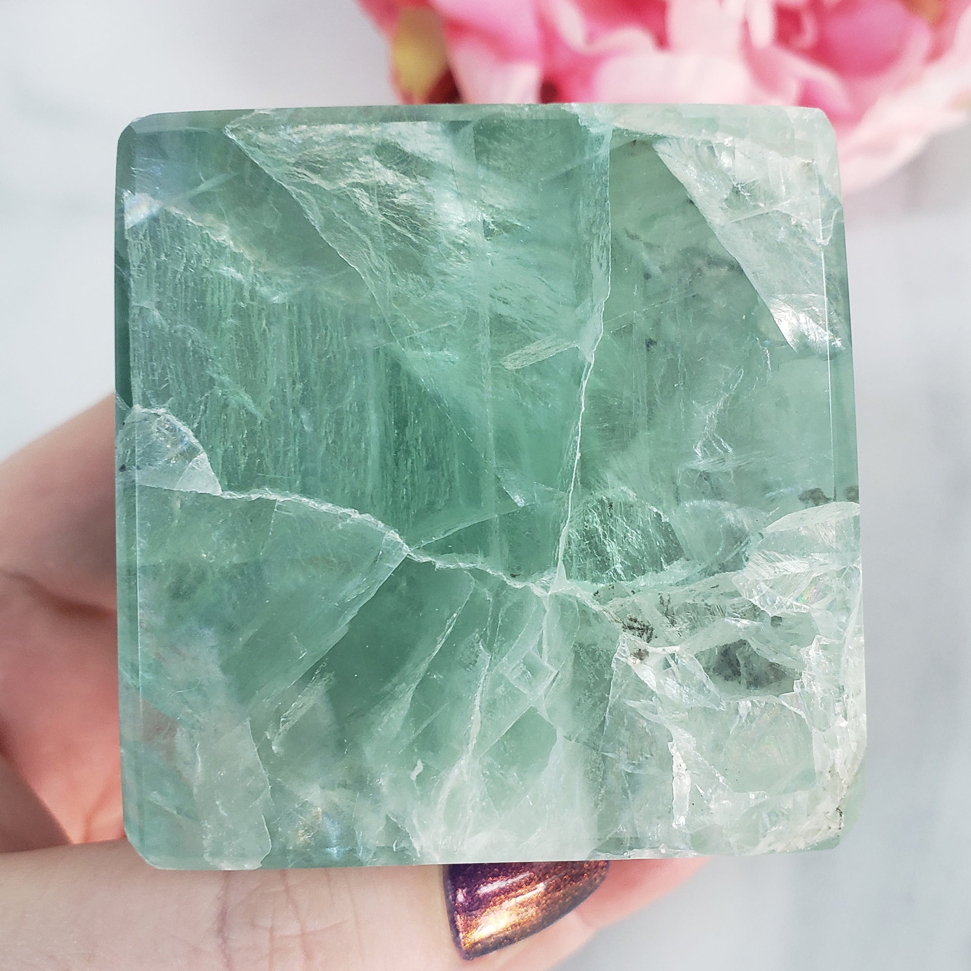 Unique Dendritic Green Fluorite Crystal Cube Natural Gemstone | Terra - 5