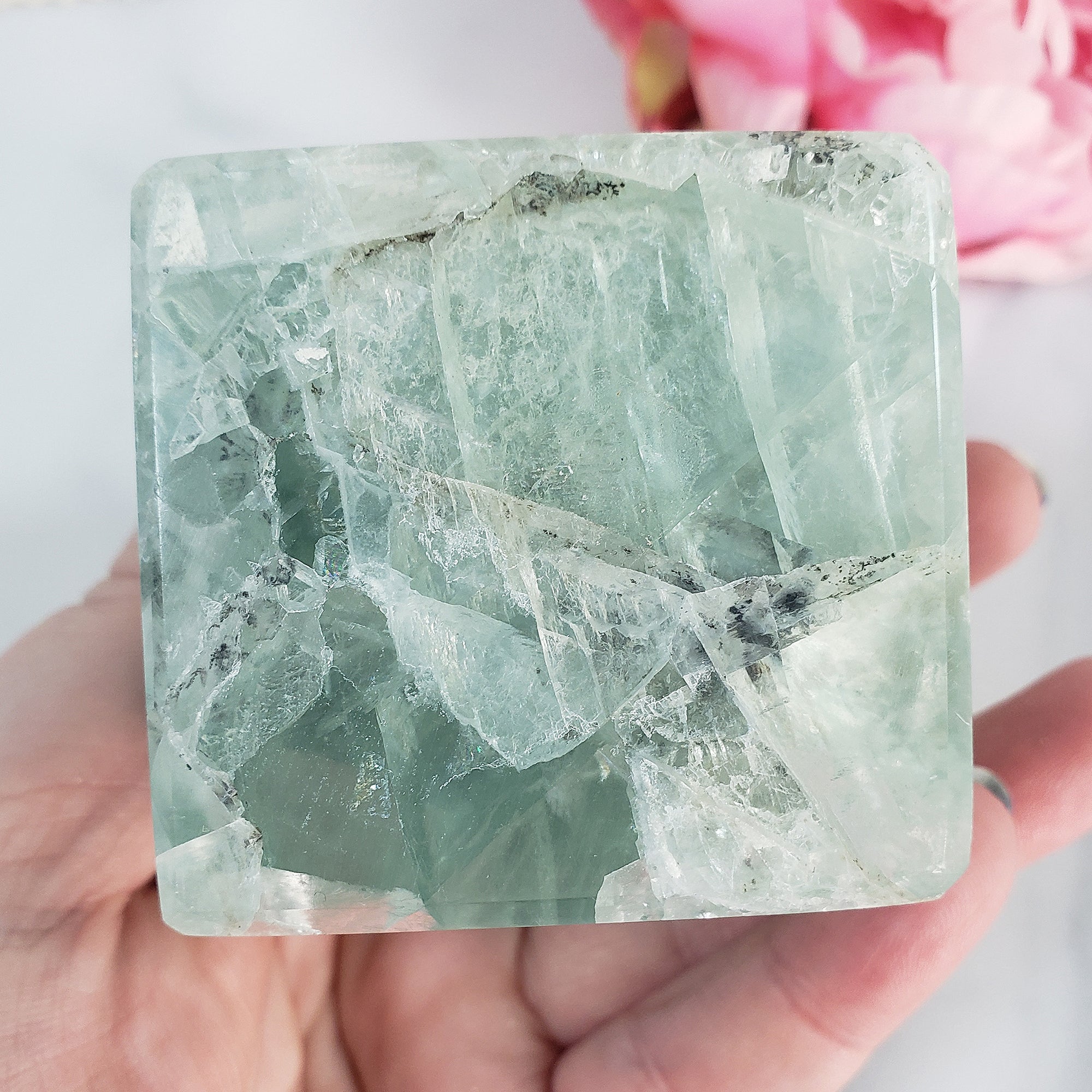 Unique Dendritic Green Fluorite Crystal Cube Natural Gemstone | Terra - 6