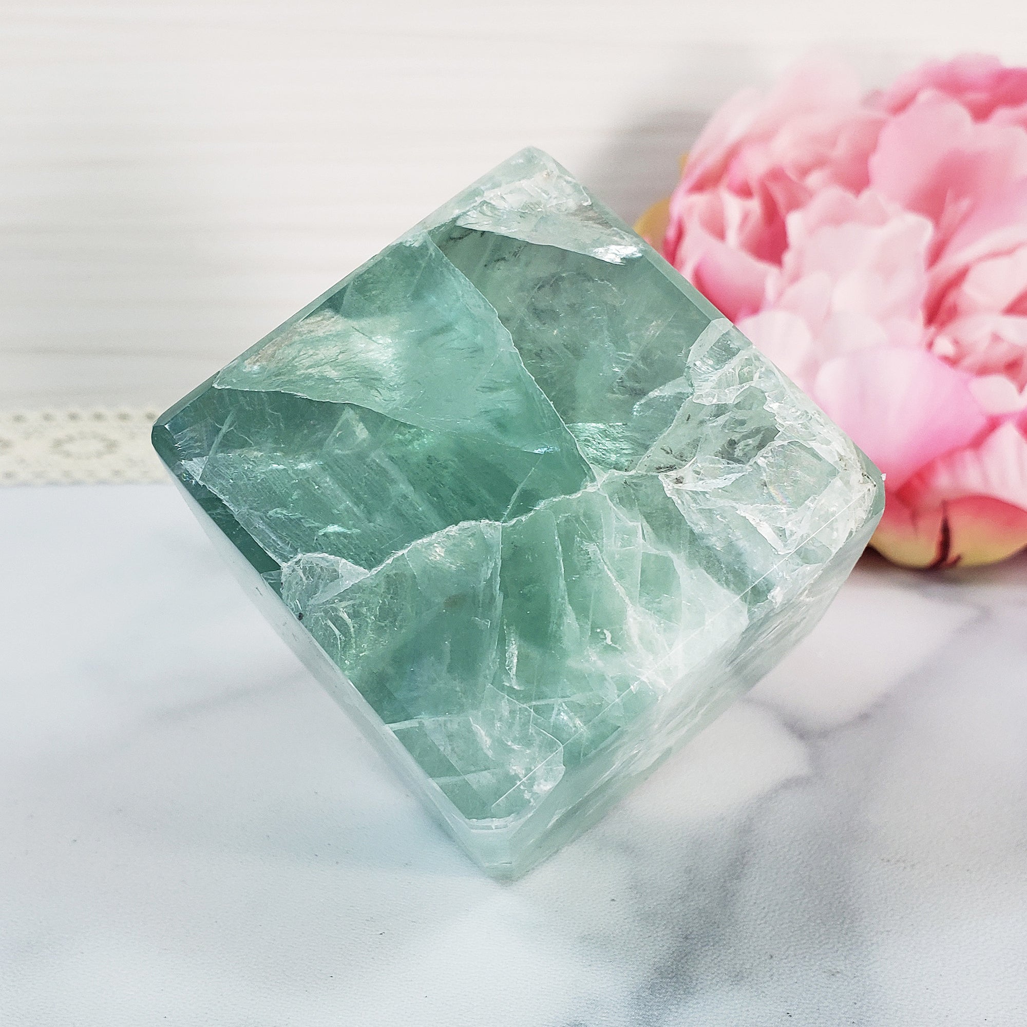 Unique Dendritic Green Fluorite Crystal Cube Natural Gemstone | Terra - 8
