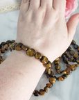Tigers Eye Stone Natural Crystal Nugget Bead Bracelet - 6