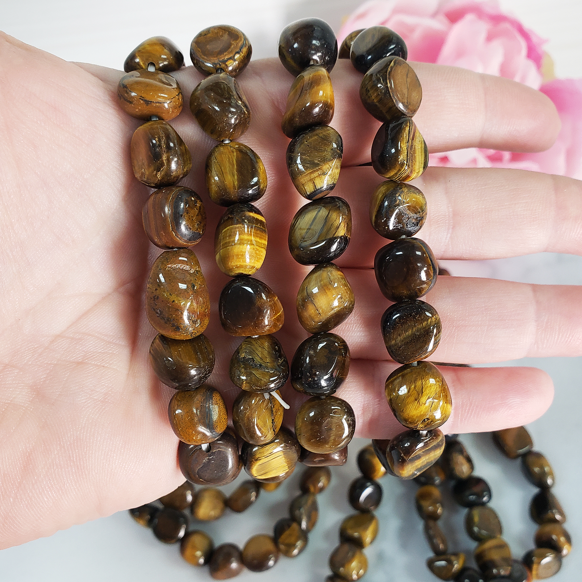 Tigers Eye Stone Natural Crystal Nugget Bead Bracelet - 1