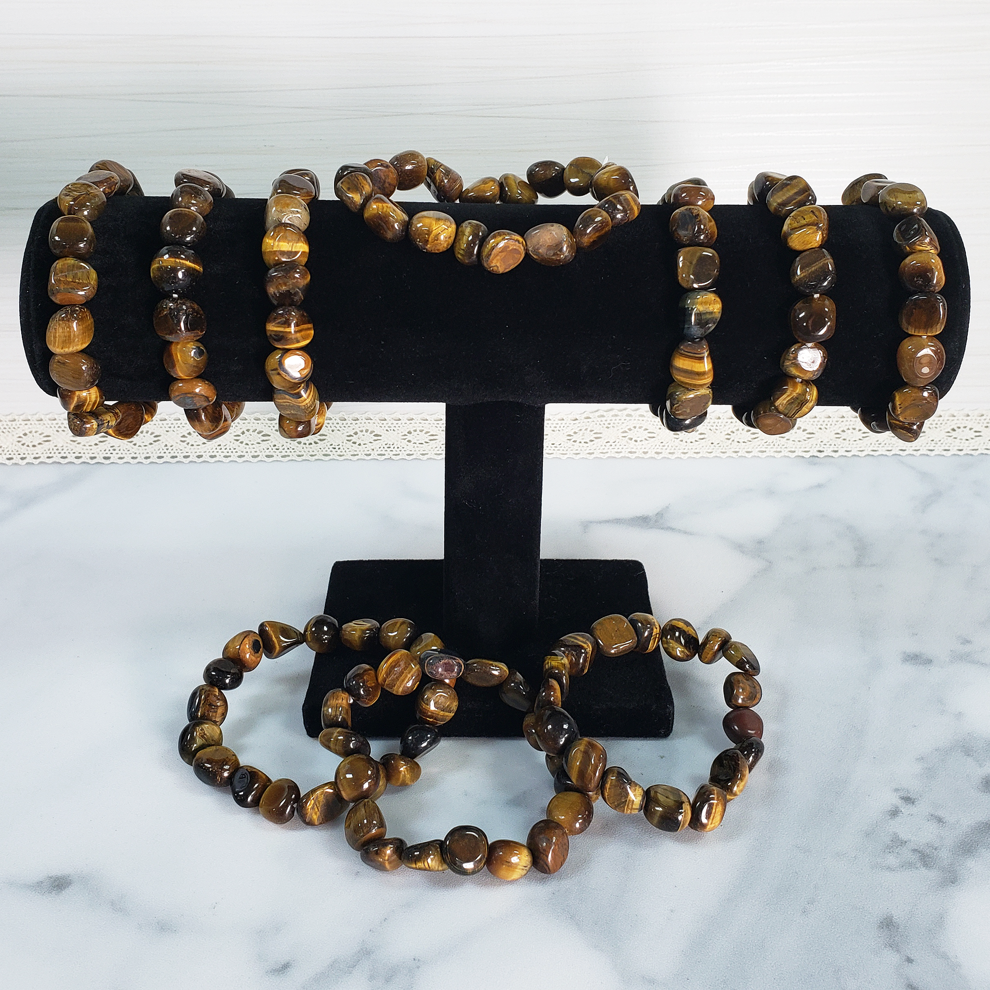 Tigers Eye Stone Natural Crystal Nugget Bead Bracelet