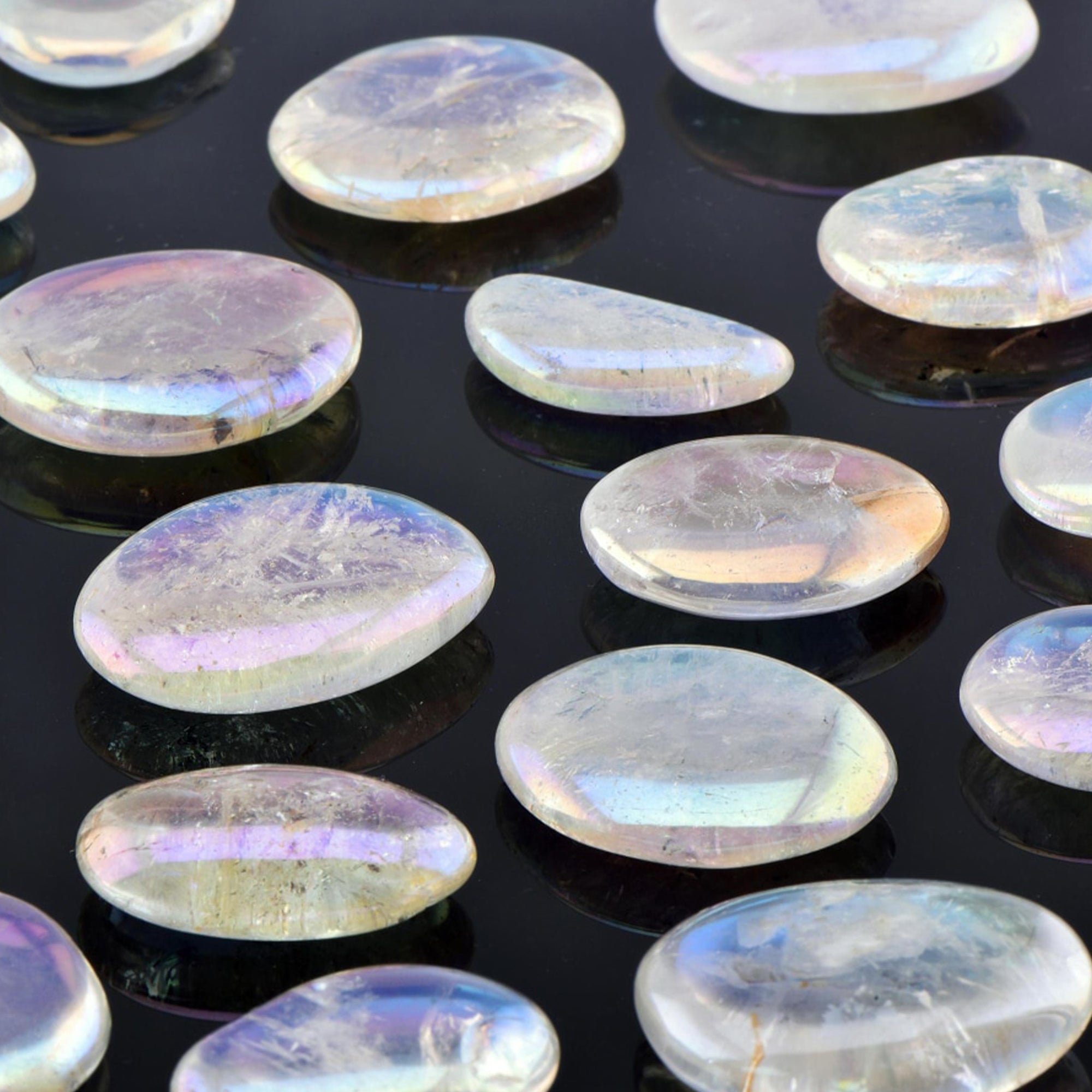 Angel Aura Quartz Crystal Titanium Aura Coated Palm Stone for Meditation - Crown Chakra