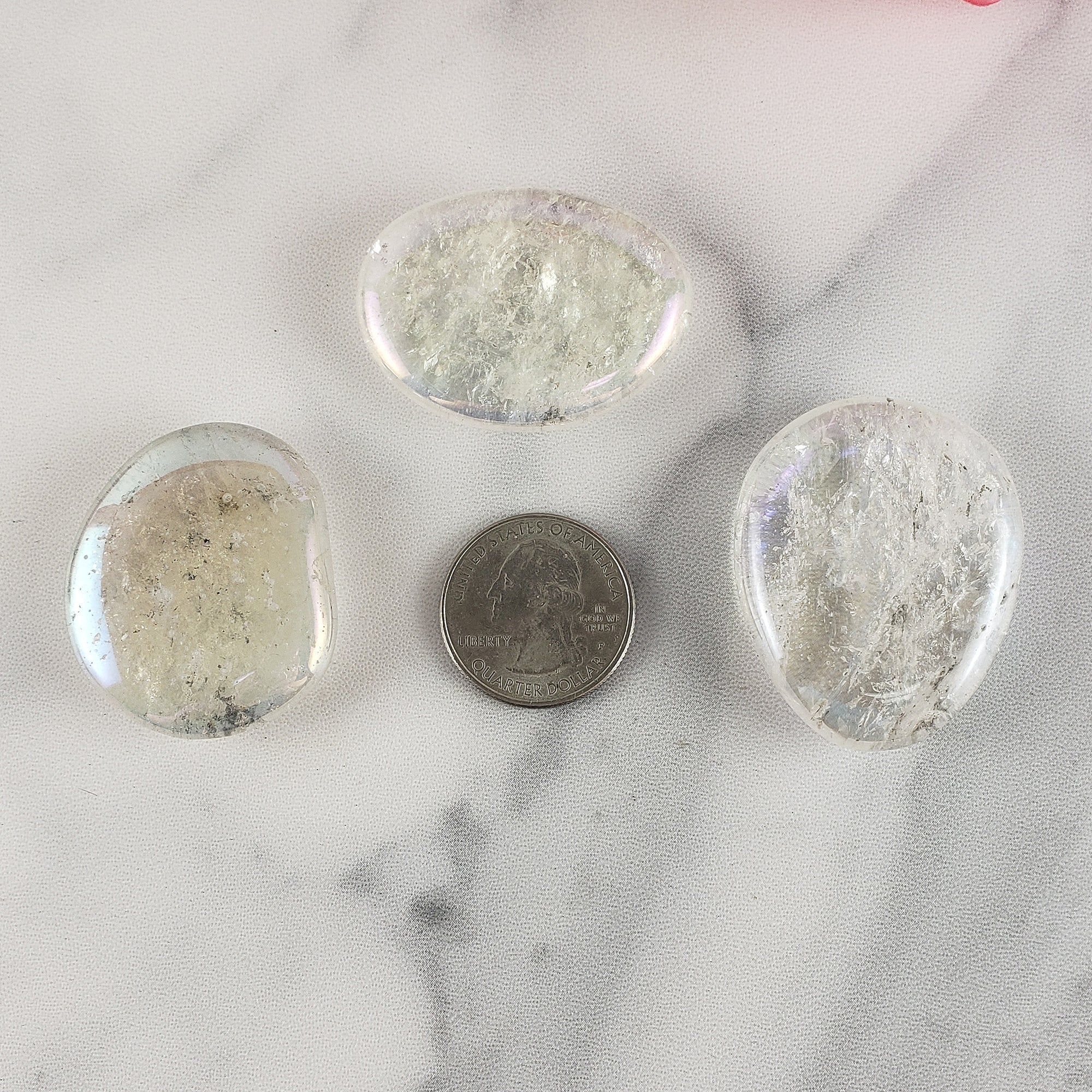 Angel Aura Quartz Crystal Titanium Aura Coated Palm Stone for Meditation - Crown Chakra - Unicorn Quartz