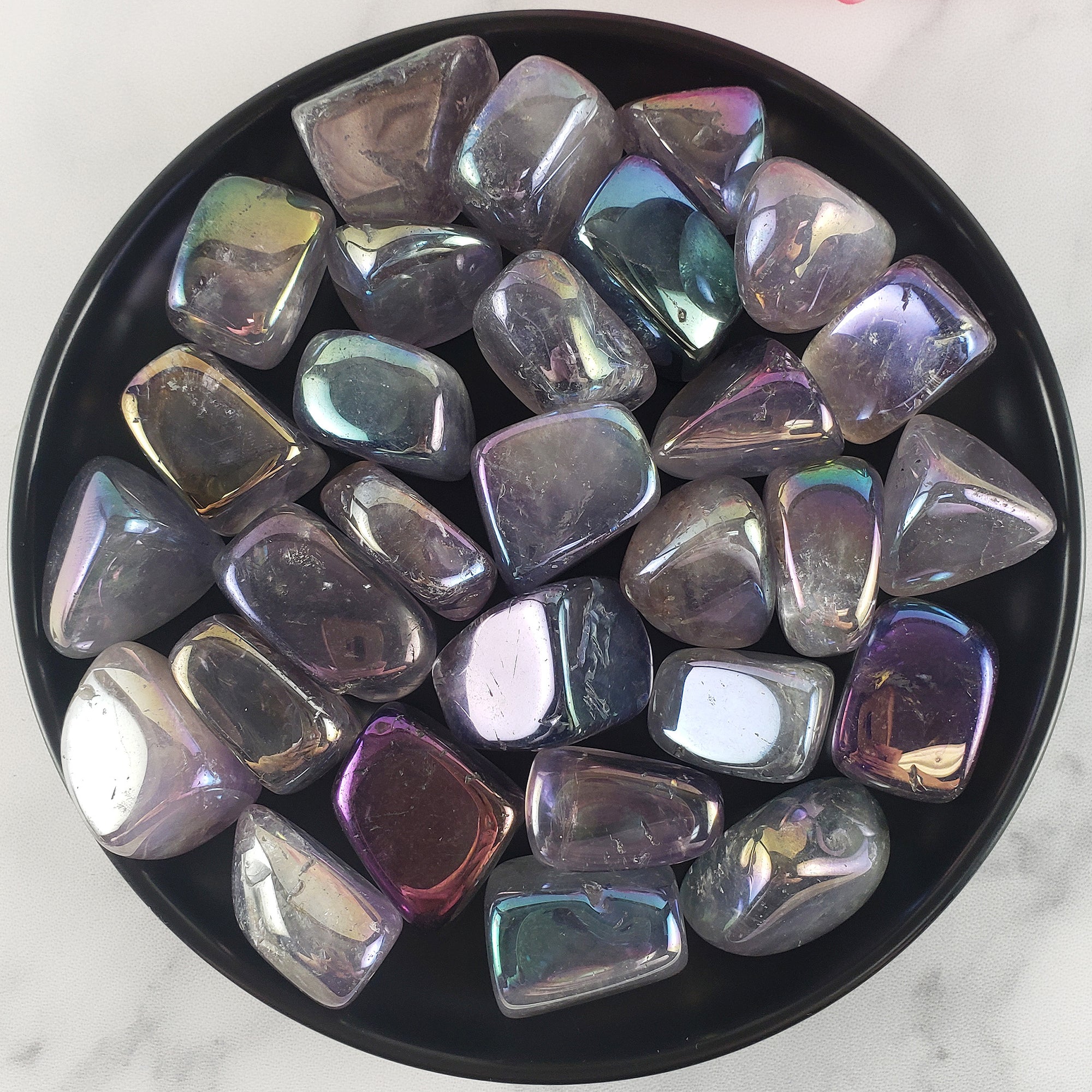 Rainbow Aura Amethyst Crystal Titanium Aura Coated Tumbled Stone | One Stone - Ethereal Aura Amethyst - 2