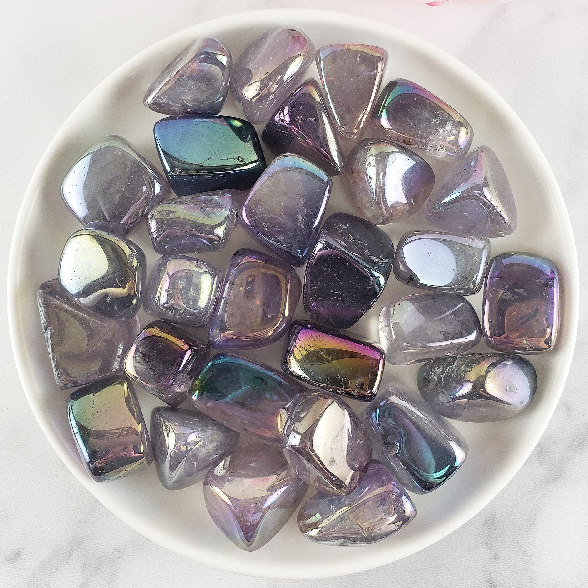 Rainbow Aura Amethyst Crystal Titanium Aura Coated Tumbled Stone | One Stone - Ethereal Aura Amethyst