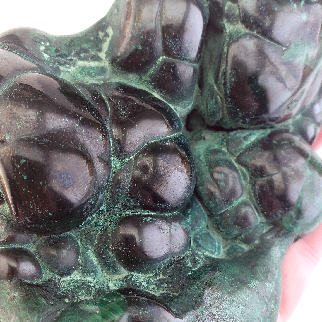Unique Malachite Semi-Polished Freeform - Tortoise - Bubble Top Close Up