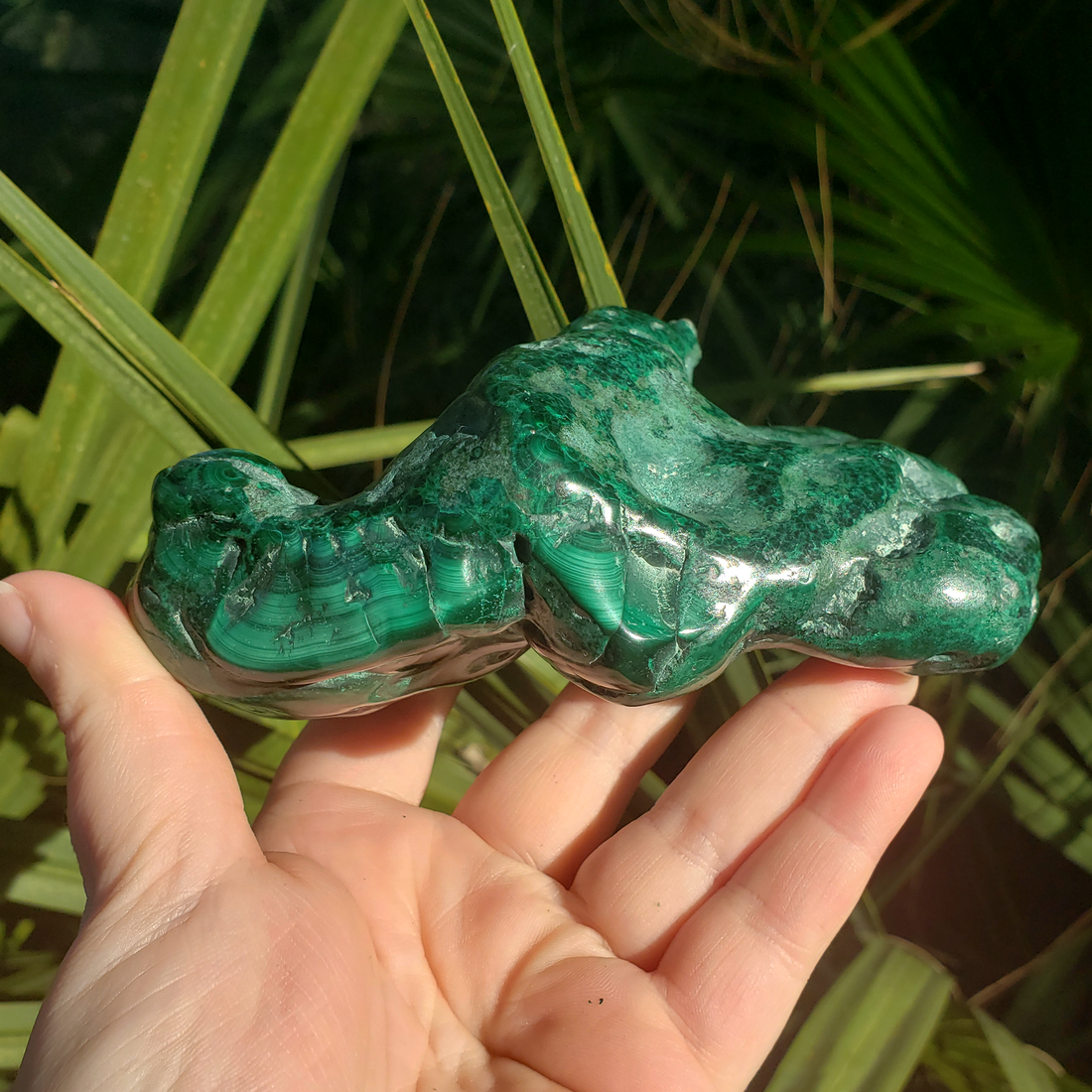 Unique Malachite Semi-Polished Freeform - Tortoise - Side View