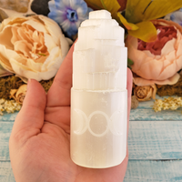 Triple Moon Cleansing Gift Set - Selenite Tower, White Sage, Altar Cloth, & Smudge Pot - Triple Moon Tower