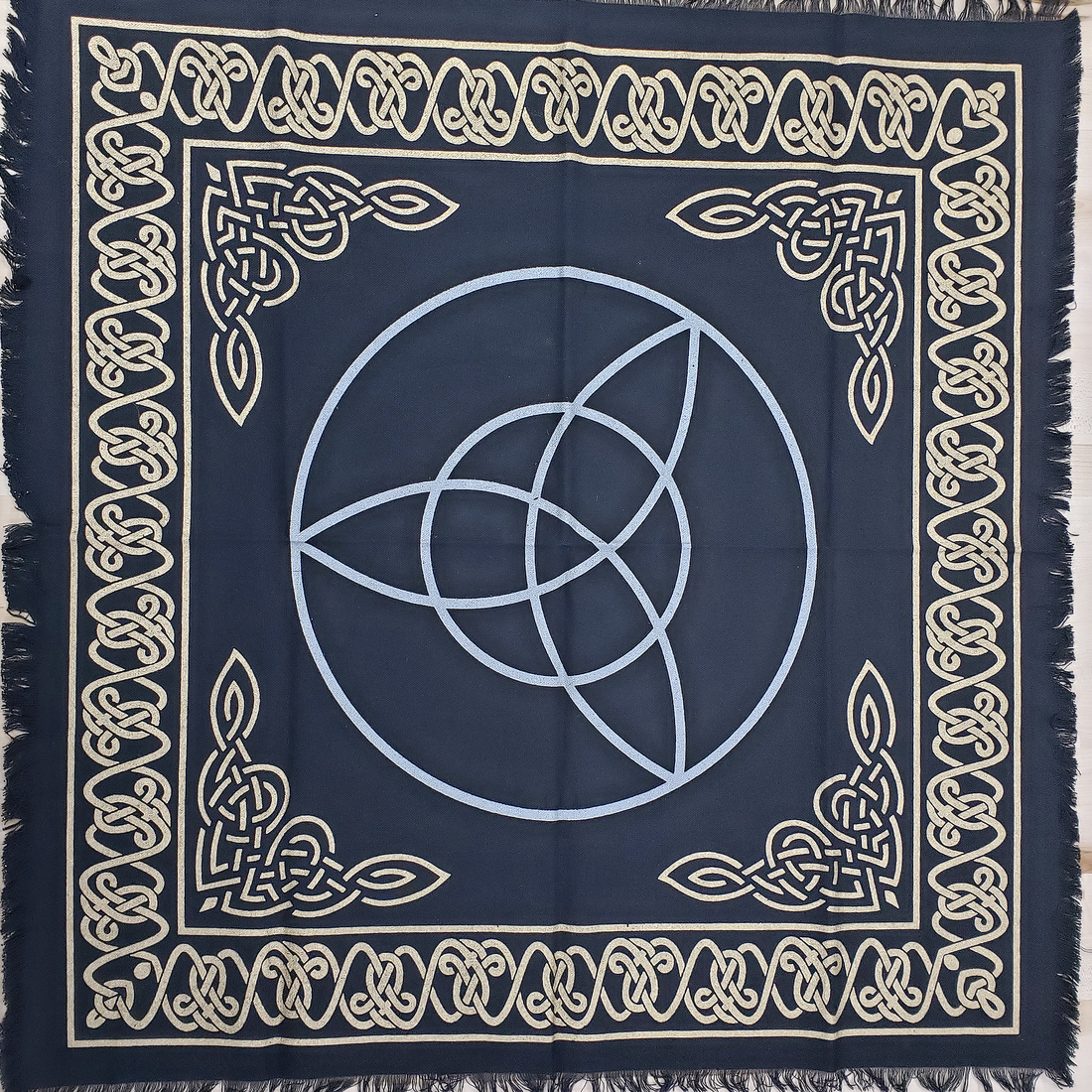 Black Triquetra Celtic Knot Altar Cloth - Angle4