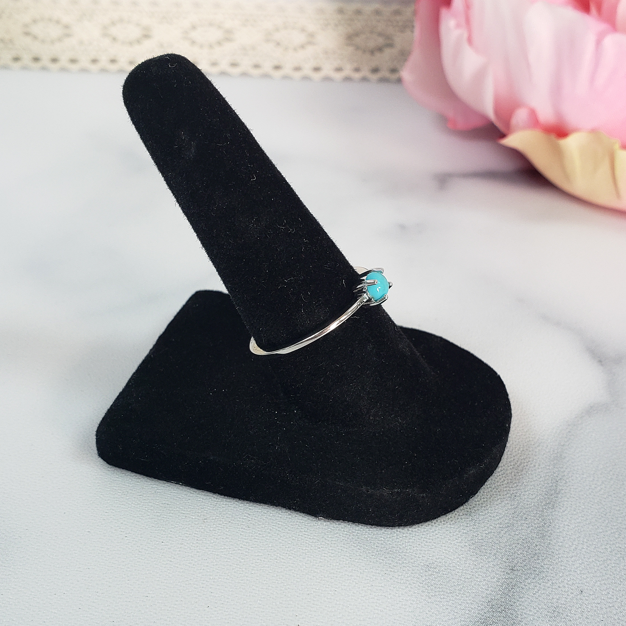 Turquoise Stone Natural Gemstone Sterling Silver Ring - Horizon