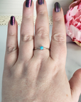 Turquoise Stone Natural Gemstone Sterling Silver Ring - Horizon - On Finger