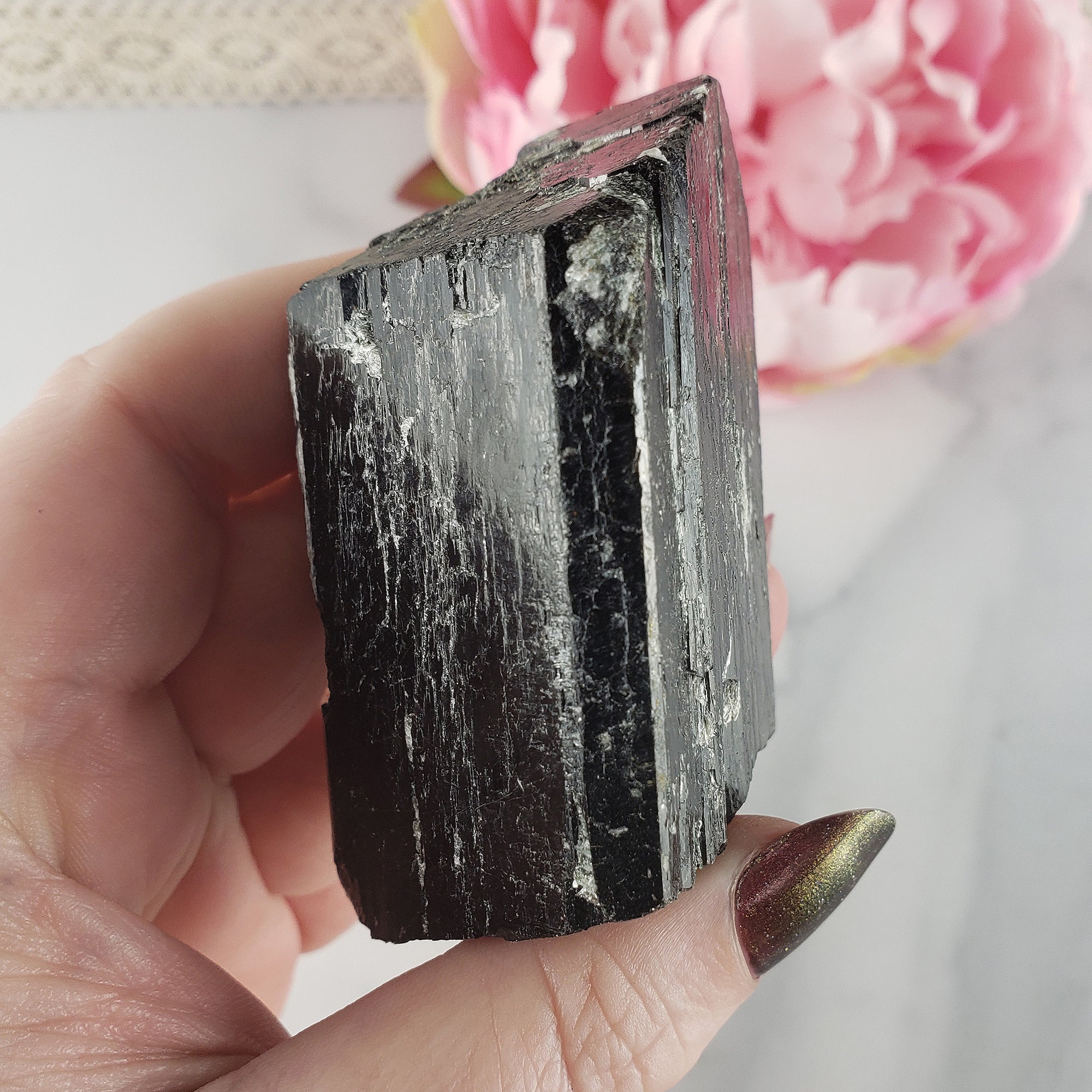 Unique Large Raw Black Tourmaline Crystal Natural Rough Gemstone | Terra