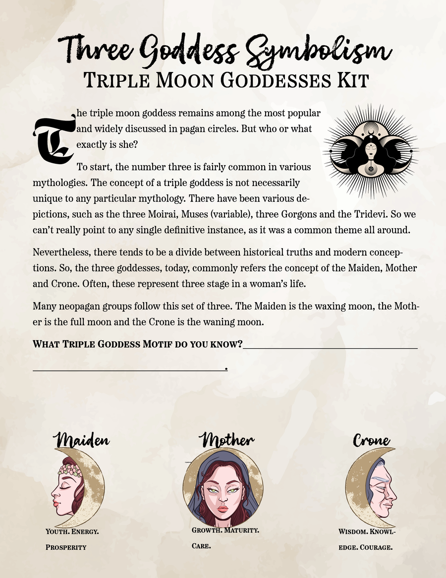 Free Downloadable Triple Goddess Sheet