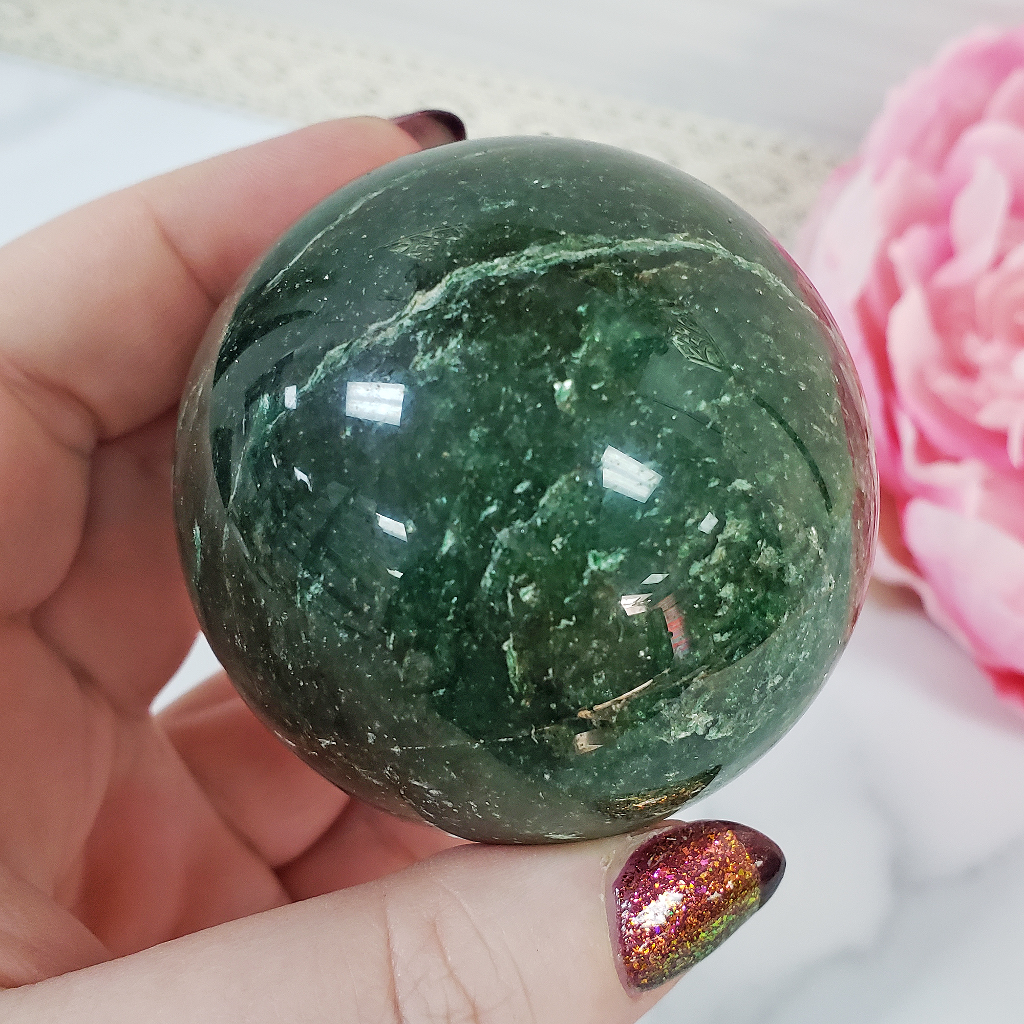 Unique 55mm High Quality Green Aventurine Crystal Sphere Natural Gemstone Orb | Uaine - 2