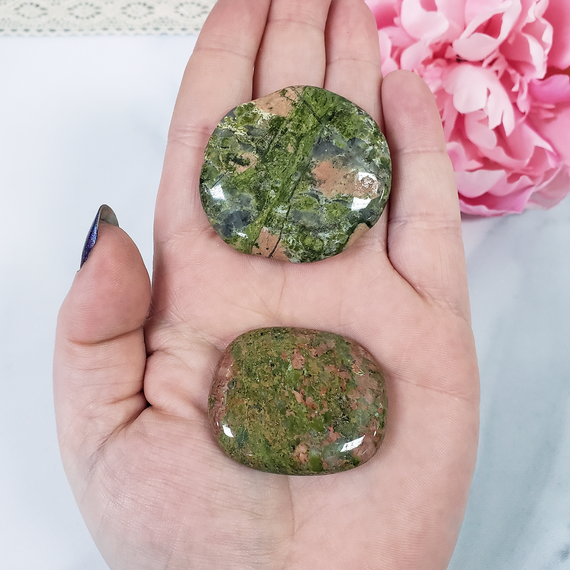 UNAKITE-JASPER-STONE-NATURAL-CRYSTAL-PALM-STONE-WORRY-STONE-FOR-MEDITATION - 3