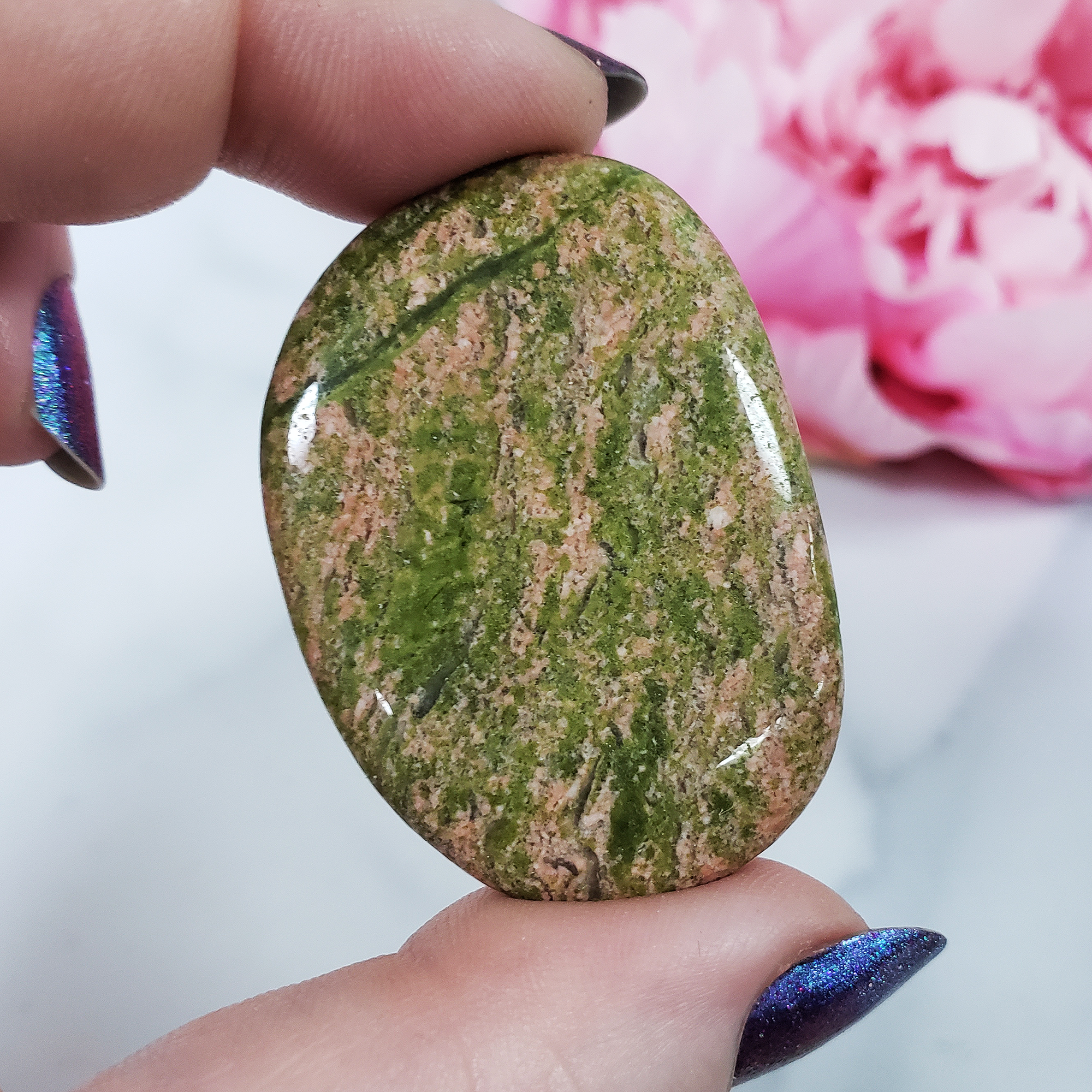 UNAKITE-JASPER-STONE-NATURAL-CRYSTAL-PALM-STONE-WORRY-STONE-FOR-MEDITATION - 1