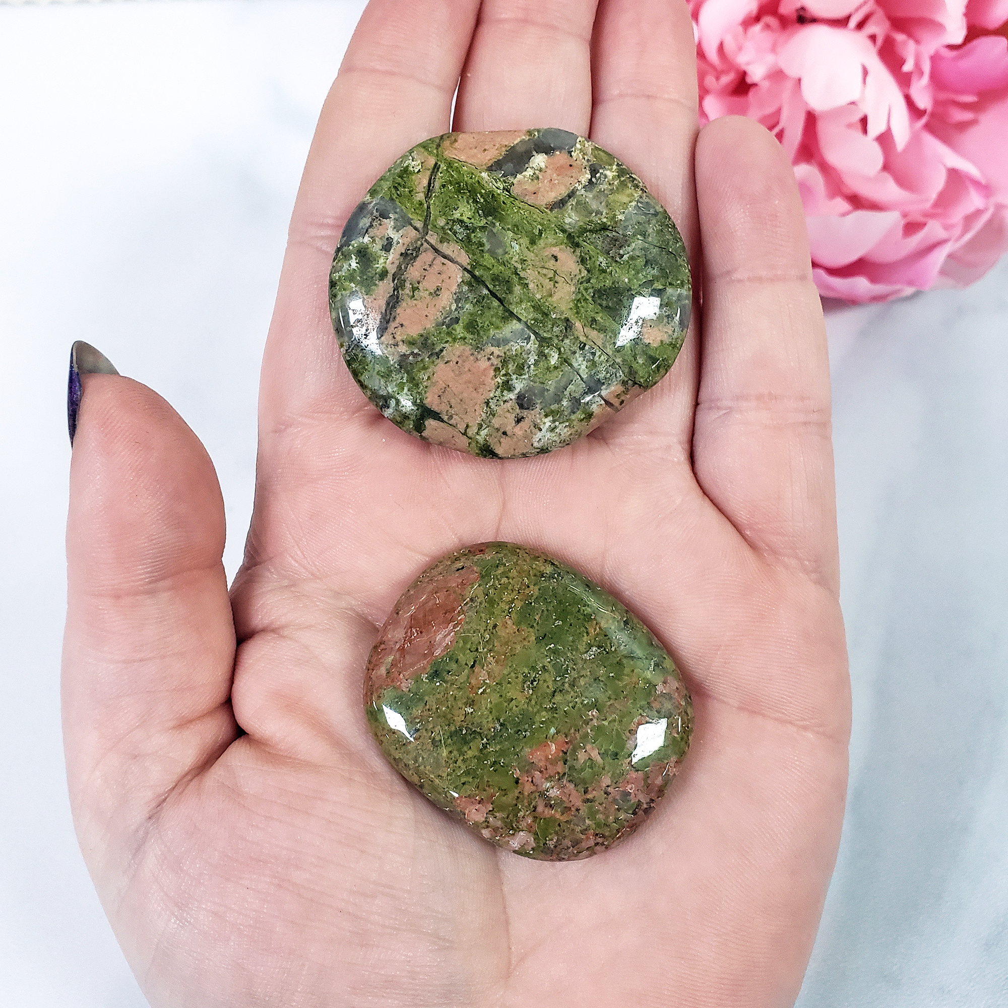 UNAKITE-JASPER-STONE-NATURAL-CRYSTAL-PALM-STONE-WORRY-STONE-FOR-MEDITATION