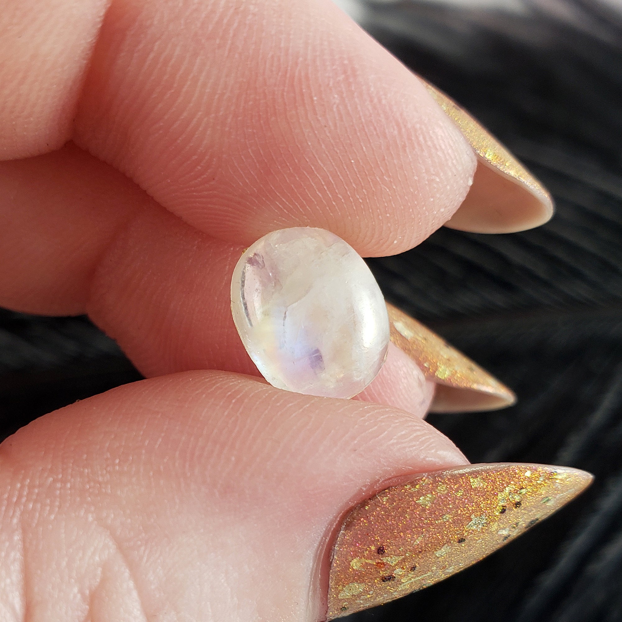 Unique 3 Carat Flashy Rainbow Moonstone Crystal Cabochon Natural High Quality Gemstone | Archive - 5