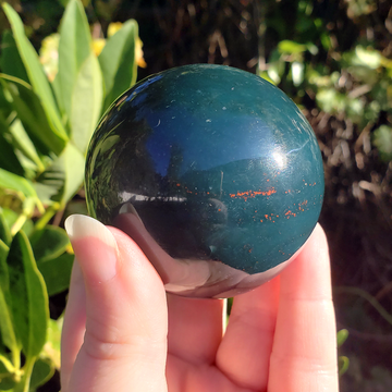 Unique Bloodstone Crystal Sphere 57mm Gemstone Orb - Athena