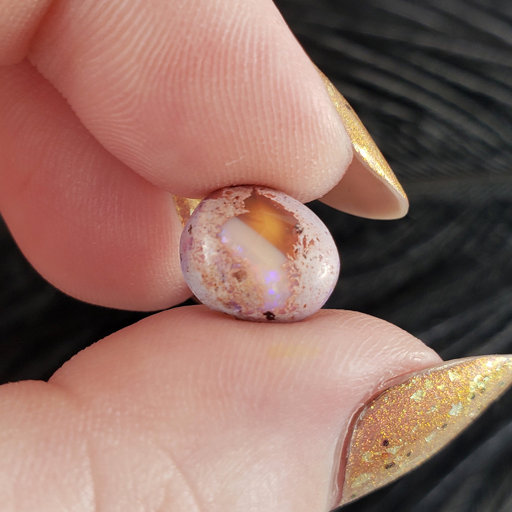 Unique Pink Cantera Opal Stone Crystal Oval Gemstone Natural Gemstone Cabochon | 3 Carats - 1