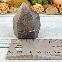 Deeply Included Quartz Small Crystal Tower Obelisk - Unique - Thickness Measurement