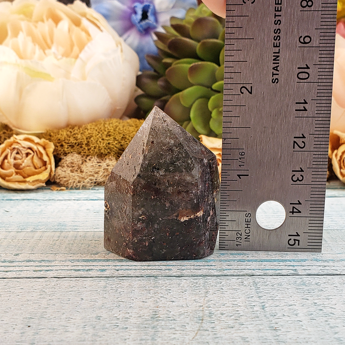 Deeply Included Quartz Small Crystal Tower Obelisk - Unique - Height Measurement