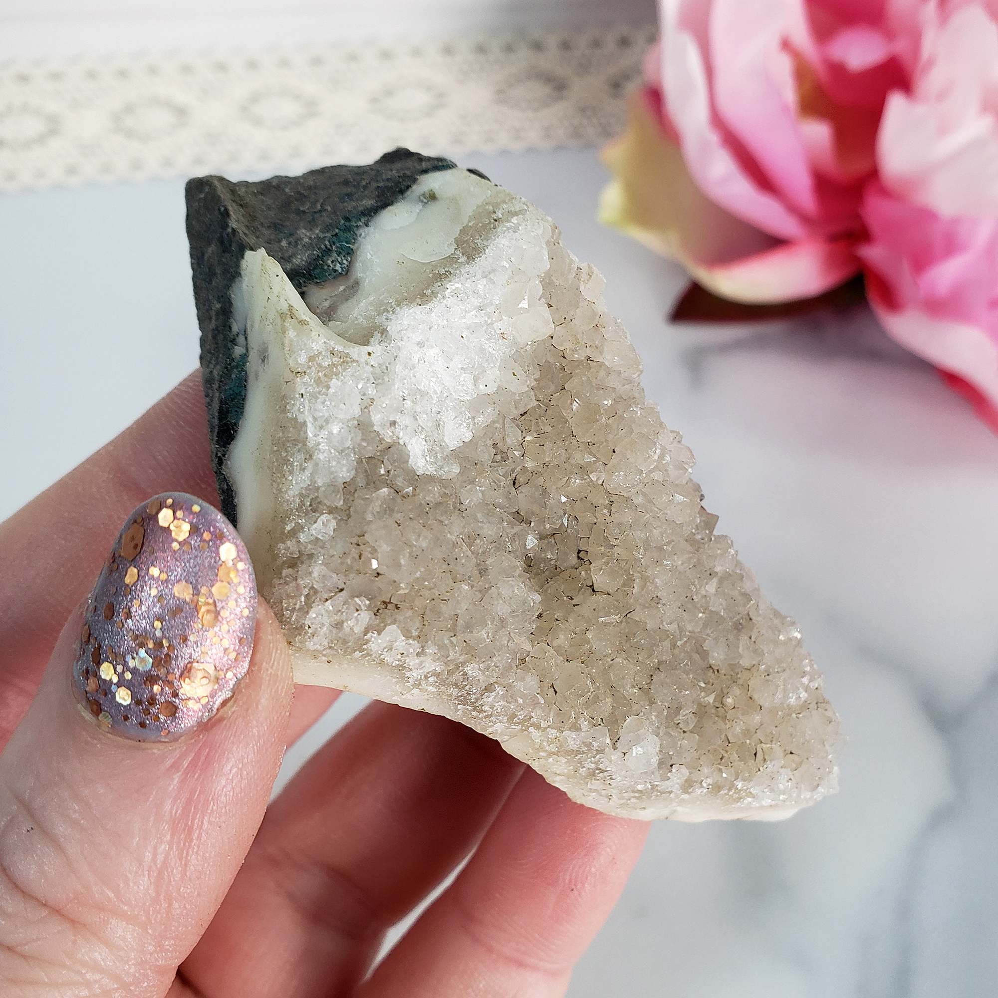 Unique Druzy Quartz Crystal Cluster Natural Gemstone | Sensitivity - 1