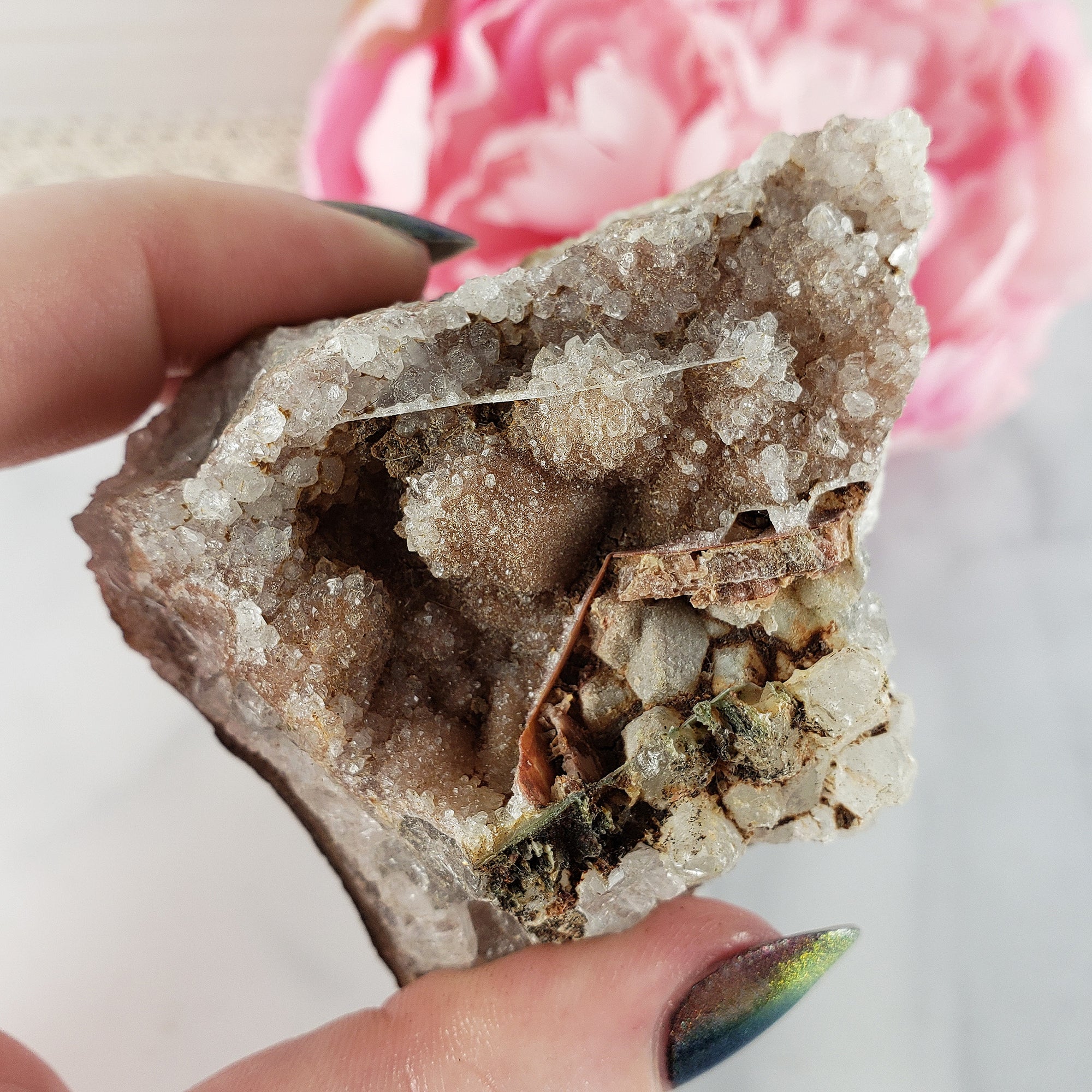 Unique Druzy Included Quartz Crystal Cluster Natural Gemstone | Oka - 1