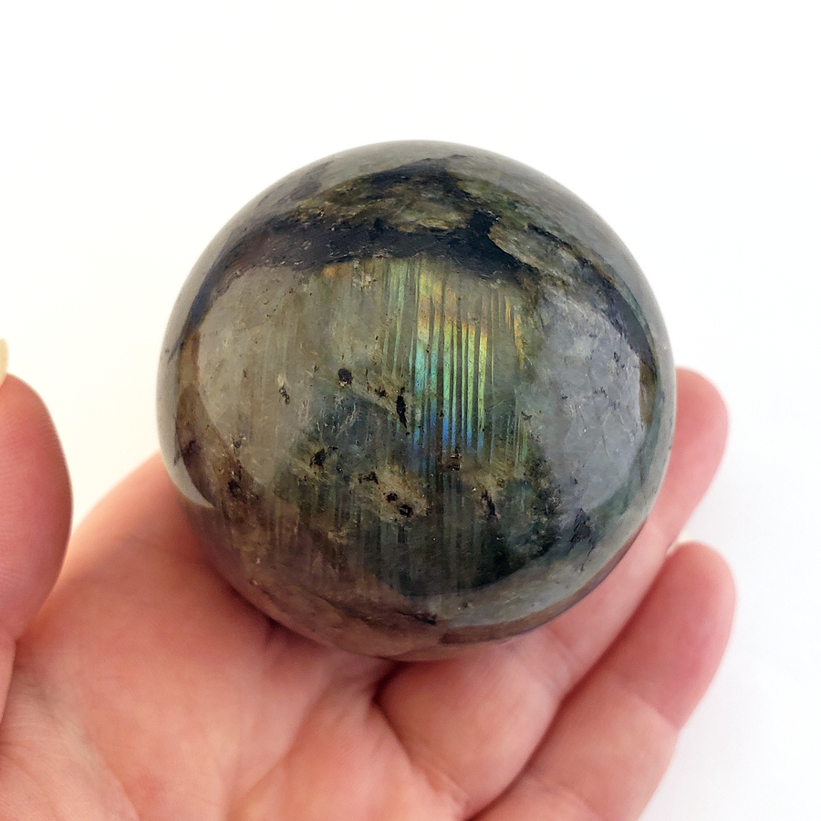 Unique Labradorite Crystal Sphere 57mm Gemstone Orb - Loki