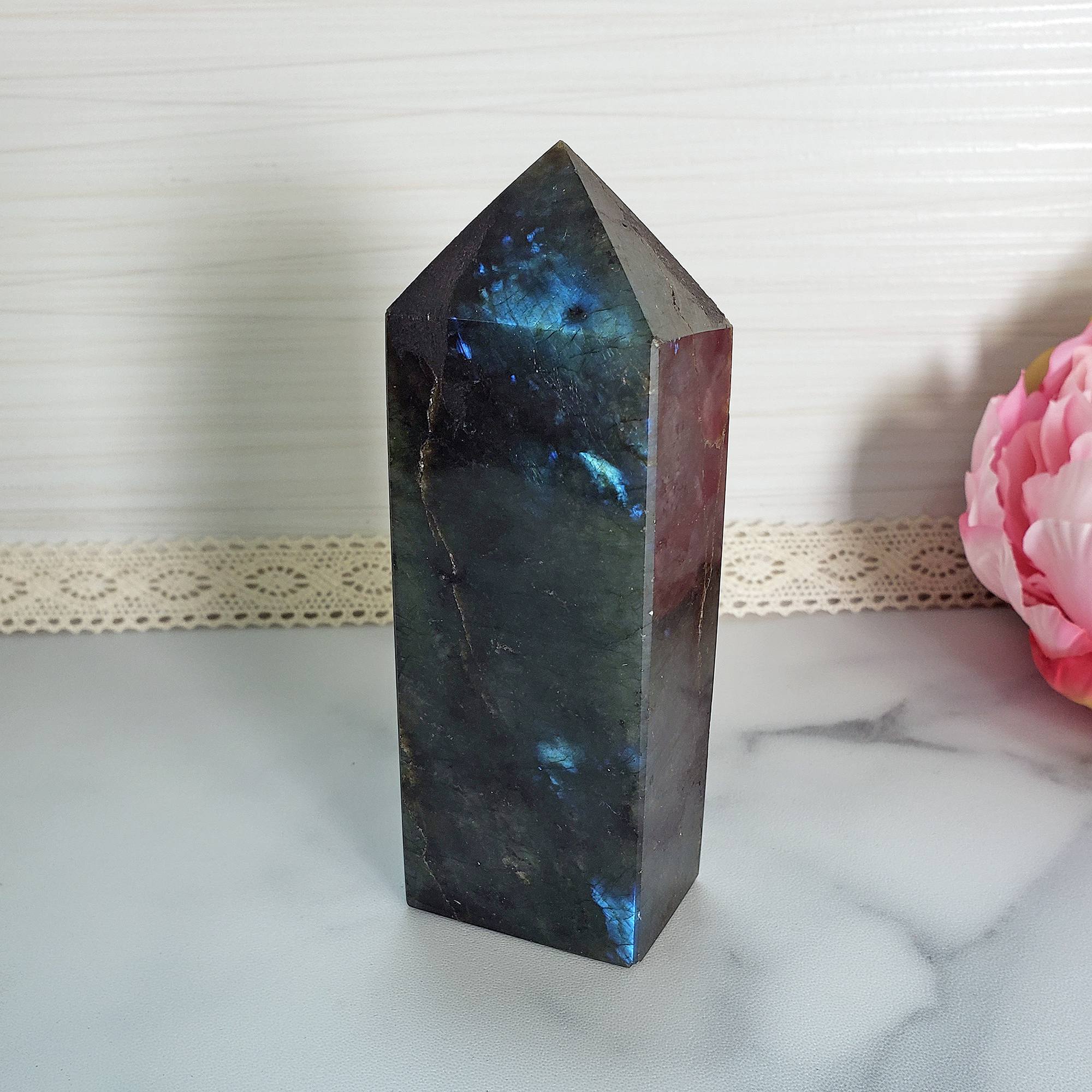 Unique Flashy Natural Labradorite Crystal Tower - Polites - Labradorite Gemstone for Third Eye Chakra