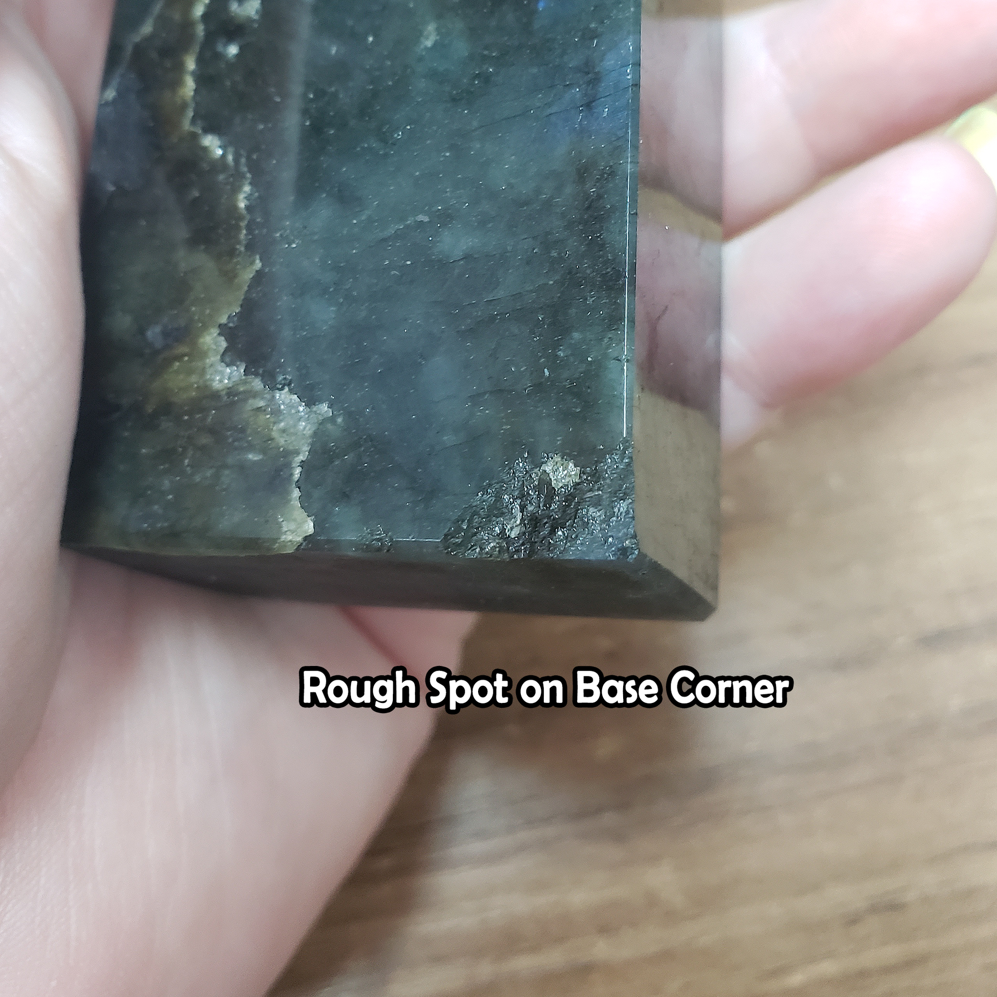 Unique Flashy Natural Labradorite Crystal Tower - Polites - Rough Spot Close Up