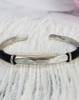 Unique Sterling Silver Cuff Bracelet with Leather Wrap Embellishments