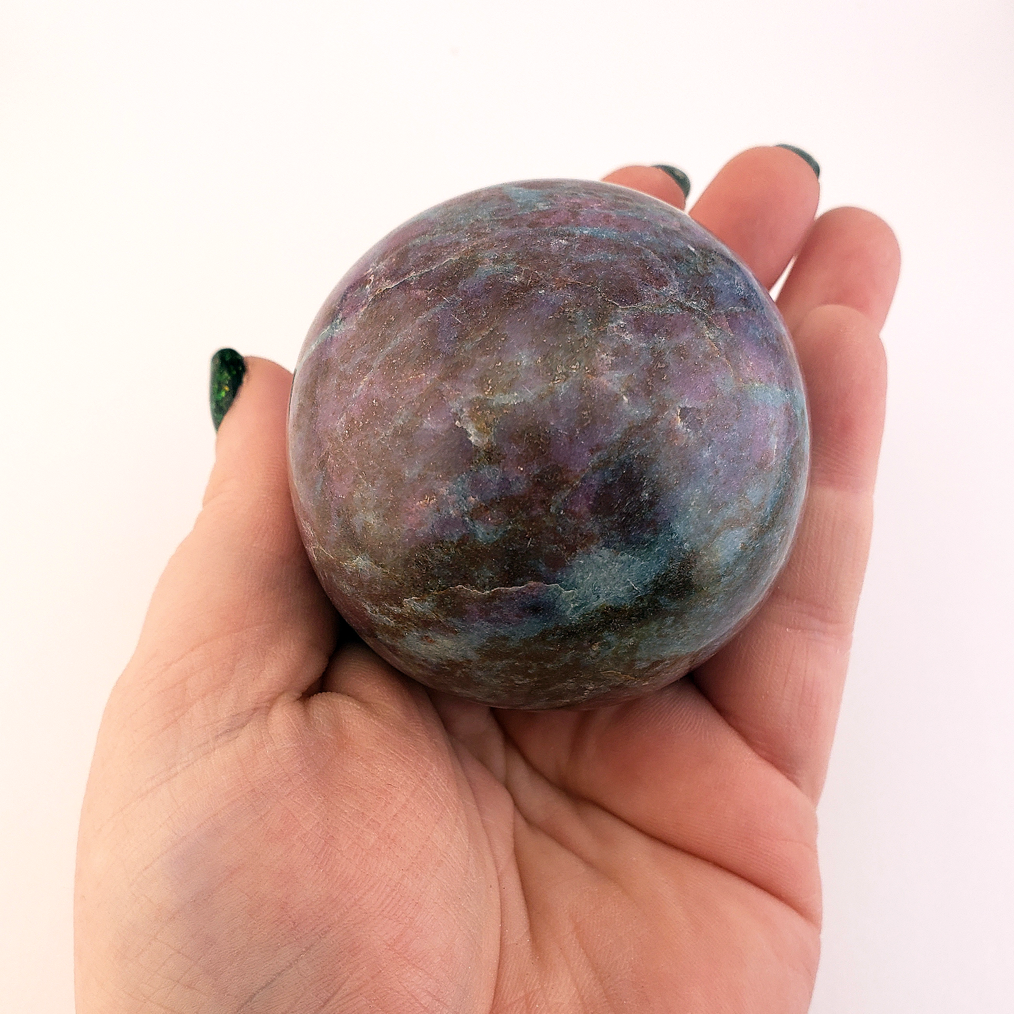 Unique Ruby Kyanite Crystal Sphere 57mm - Jawhara - In Hand
