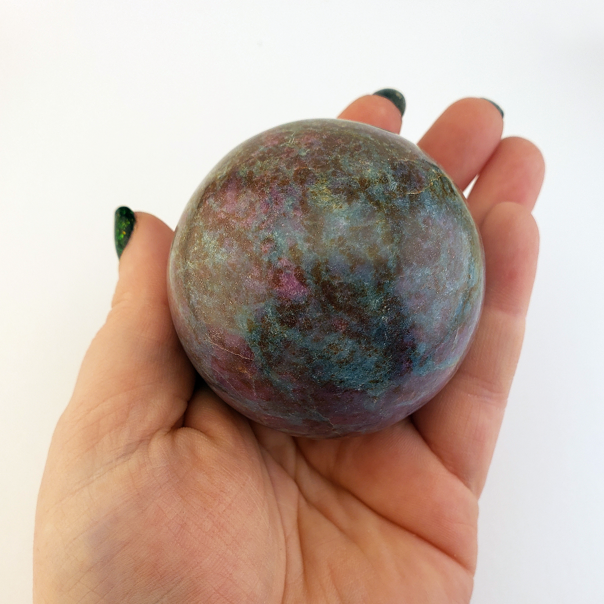 Unique Ruby Kyanite Crystal Sphere 57mm - Jawhara - In Hand 3