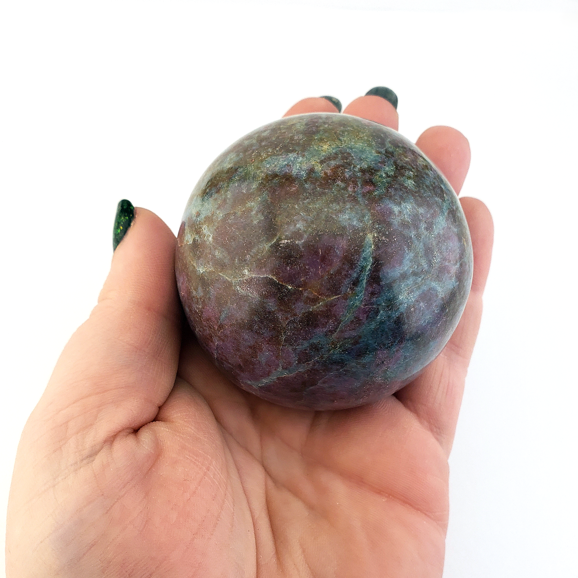 Unique Ruby Kyanite Crystal Sphere 57mm - Jawhara - In Hand 4
