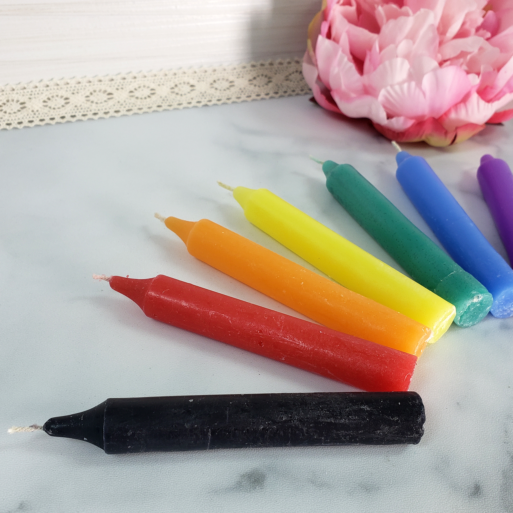 Colorful Paraffin Wax Chime Candle for Candle Magic & Rituals | Choose Your Color - Rainbow of Taper Candles